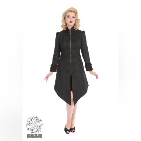 Hearts & Roses London Jackets & Blazers - Hearts & Roses London Black Floral Lolita Coat